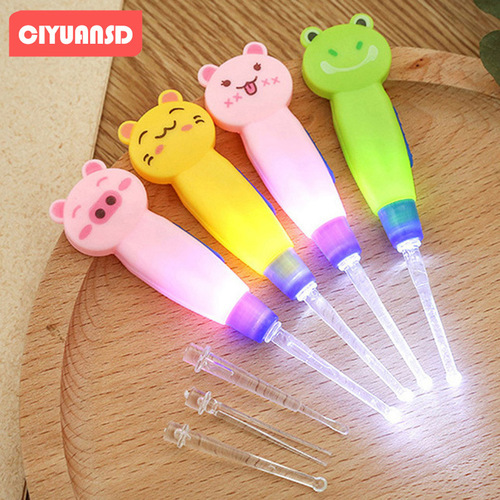 Infant cartoon luminous ear spoon children's ear picking tool ear picking baby ear picking spoon with light cleaning artifact