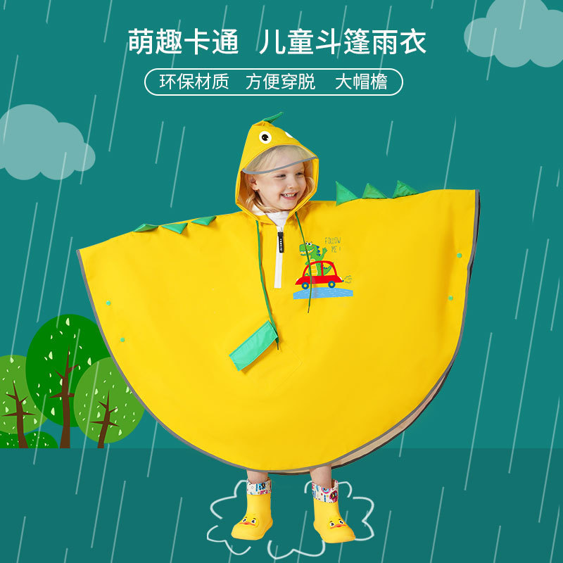 Children's Raincoat for Boys and Girls, Rainstorm-Proof Poncho, Japanese-Style Cape for Primary School Students with Storage Bag, Thickened Waterproof Cartoon Design