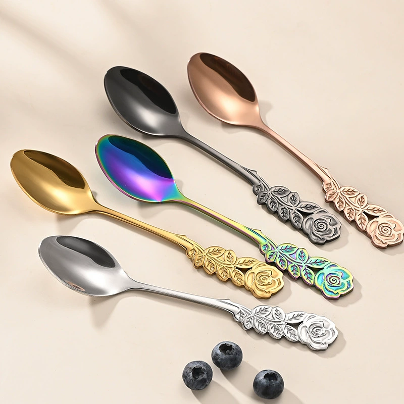 Трансграничная нержавеющая сталь роза ручка ложка Десерт кофе птичье гнездо ложка свадебный компаньон подарочная ложка может быть лазерный логотип