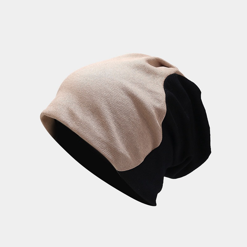 Autumn new style Baotou with small face, two tone splicing pullover hat, internet famous trendy ear protection hat_voghion.com