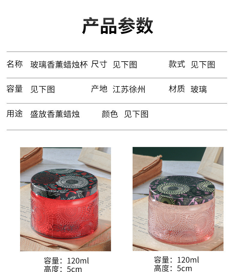 复制_圆形玻璃香薰蜡烛杯太阳花浮雕家居罐带盖子.jpg