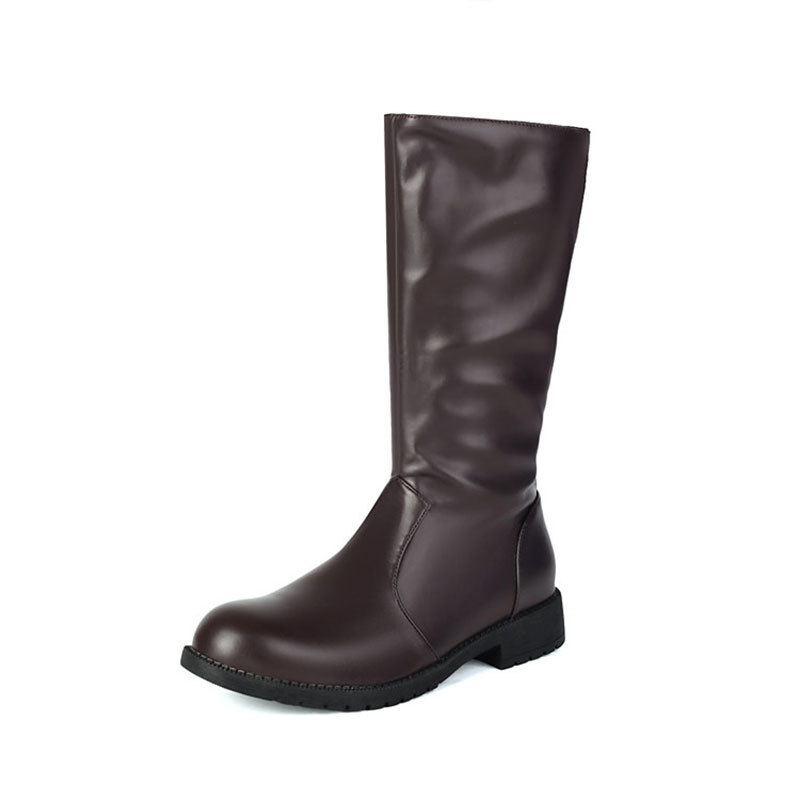 Men's boots, large sizes 38-48, simple style, round toe, low heel, mid-calf boots, cowboy boots, knight boots, cross-border foreign trade