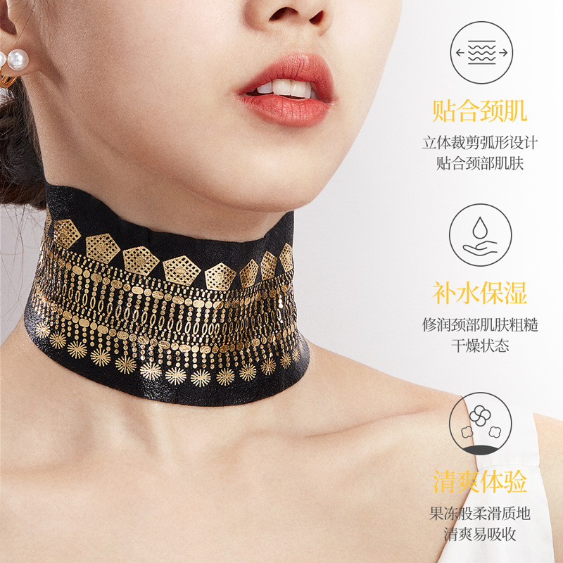 Ti Shiyan Gold Collagen Mascarilla para el cuello hidratante, rejuvenecimiento de la piel y reducción de las líneas del cuello. image 2