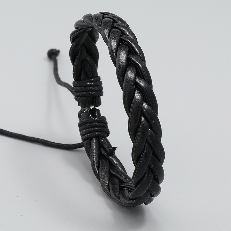 8g Weight Bracelets Classification Fashion Geometric Pu Leather Wax Line Men'S Bracelets Men Cord & Leather Bracelets