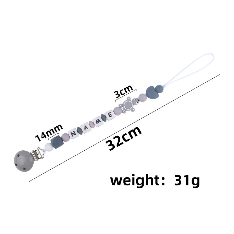 Suministros de bebé calmante Cadena de chupete de silicona bebé DIY Nombre de producción de silicona tortuga cadena anti-gota Comercio exterior Nuevo