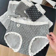 N9146法式千鸟格蕾丝A类婴儿棉全棉磨毛加长底裆7A抑菌女内裤