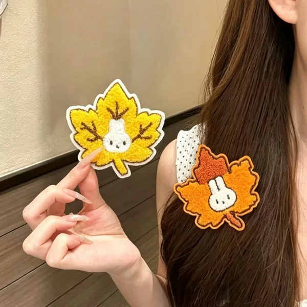 Maple leaf, Miffy, and Velcro-style pixelated hair clips – cute, trendy, and simple hair accessories for students