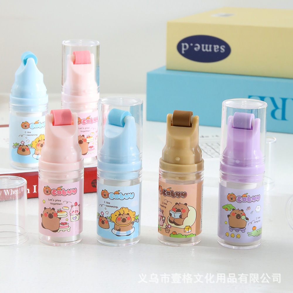 Capibara rodillo borracha borracha de papelería de estudiantes de primaria ultra limpia borracha de lápiz de dibujos animados borracha cilíndrica