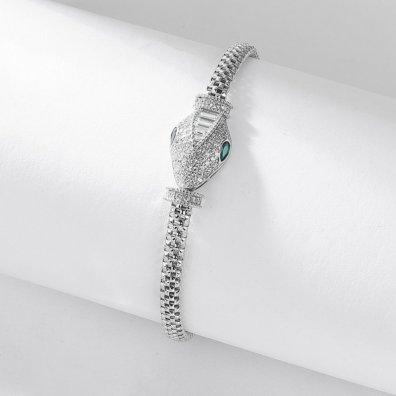 Modelo transfronterizo pulsera de serpiente de personalidad de lujo ligero S925 plata con incrustaciones de diamantes de diseño completo, joyería, estilo frío europeo y americano, estilo hip-hop