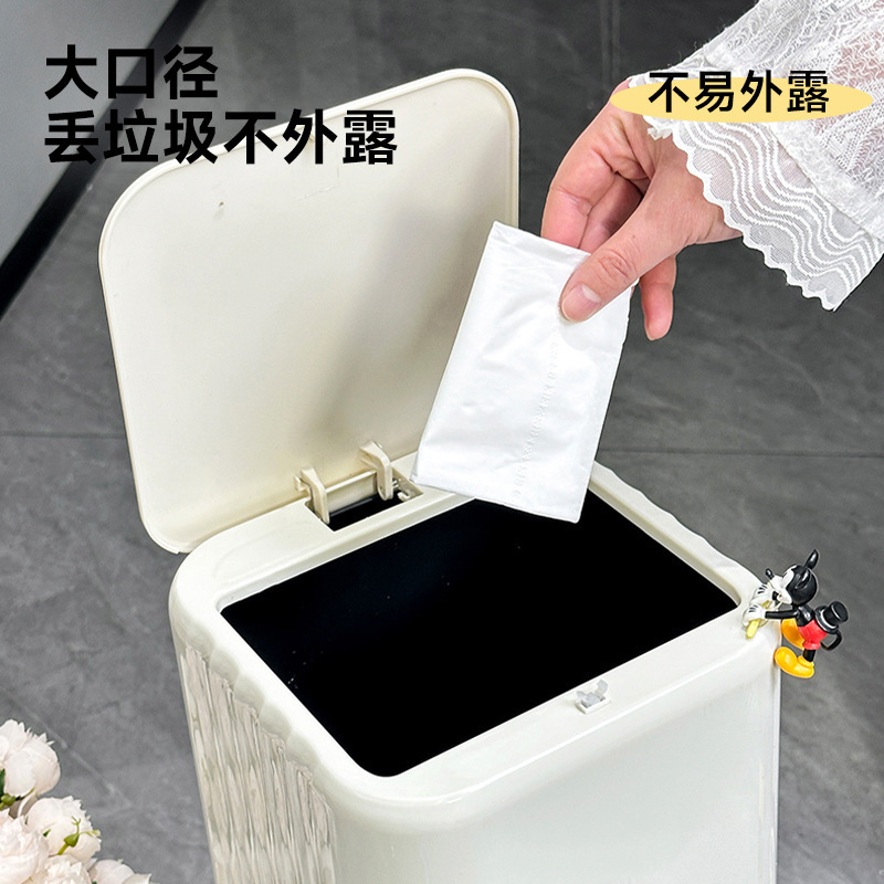 蓋付き背の高いゴミ箱、軽い高級感と高級感、腰をかがめない、家庭用リビングルームキッチン、キャスター付きプッシュオープン蓋ゴミ箱|undefined