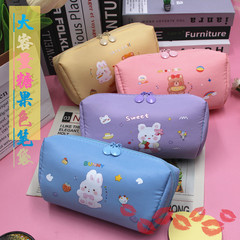 高顏值學生筆袋芝士奶蓋大容量簡約鉛筆盒小清新學生奶油色文具