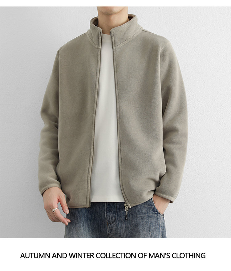 Cardigan Sweater Spring And Autumn New Thickened Warm Fleece Casual Stand-up Jacket_viptrois.com