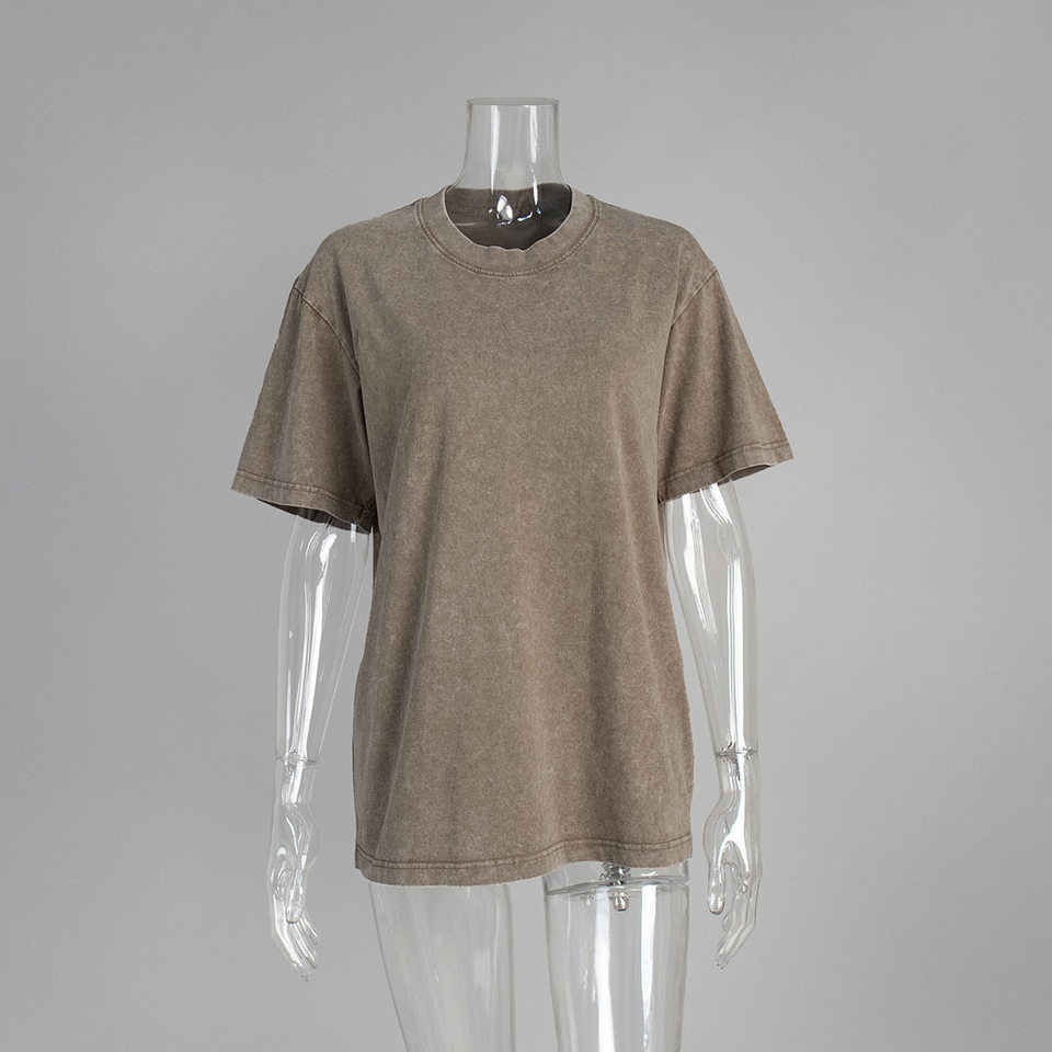 Áo thun nam tay ngắn cổ tròn cotton giặt mềm phong cách Âu Mỹ — Màu cà phê, Màu mơ, Màu tím, Màu xanh lam chi tiết 11