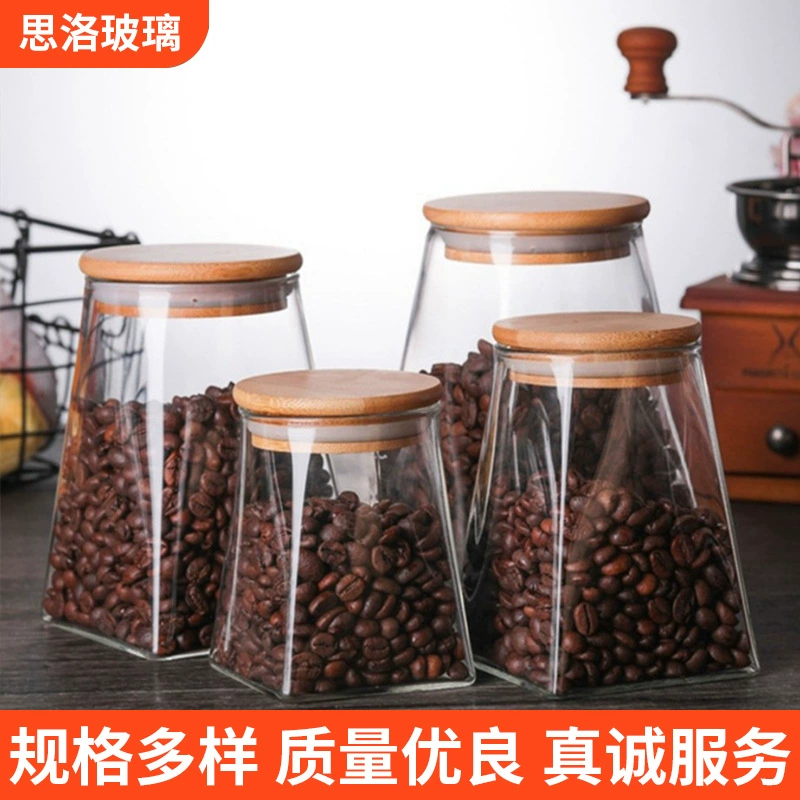 Квадратная стеклянная герметичная банка для чая, бытовая кухонная банка из боросиликатного стекла, большая емкость, банка для хранения зерна