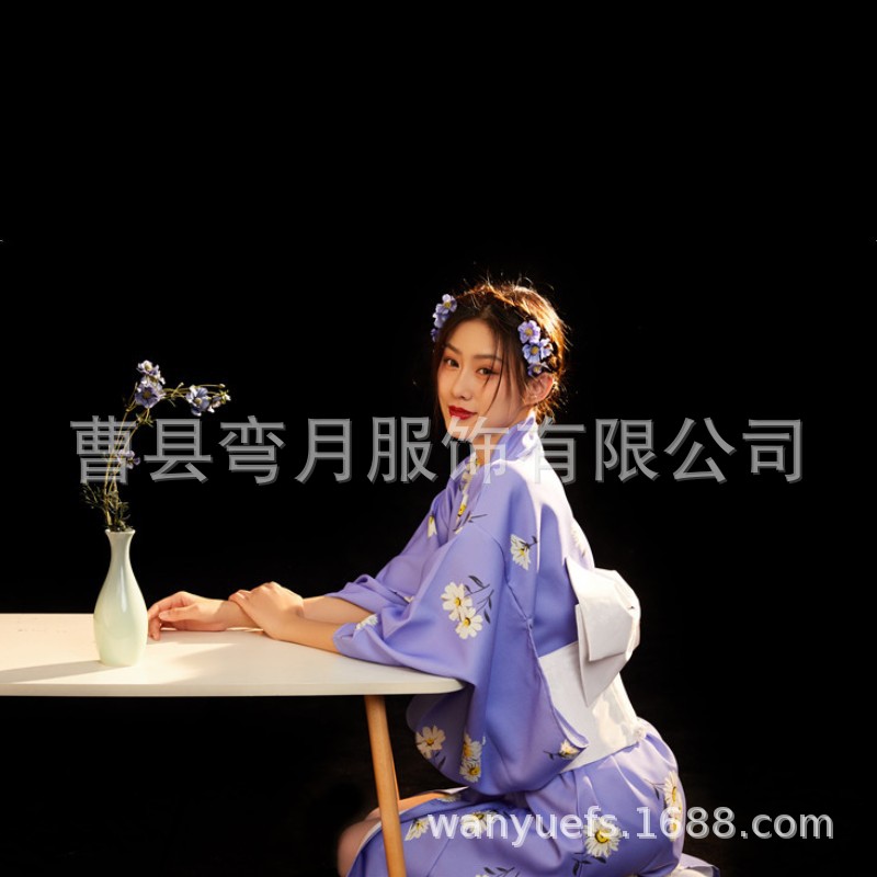 神明の少女の着物の女性の伝統は日本式の個人の写真を改良してワンピースの映画館のテーマの写真の服装を撮影します。