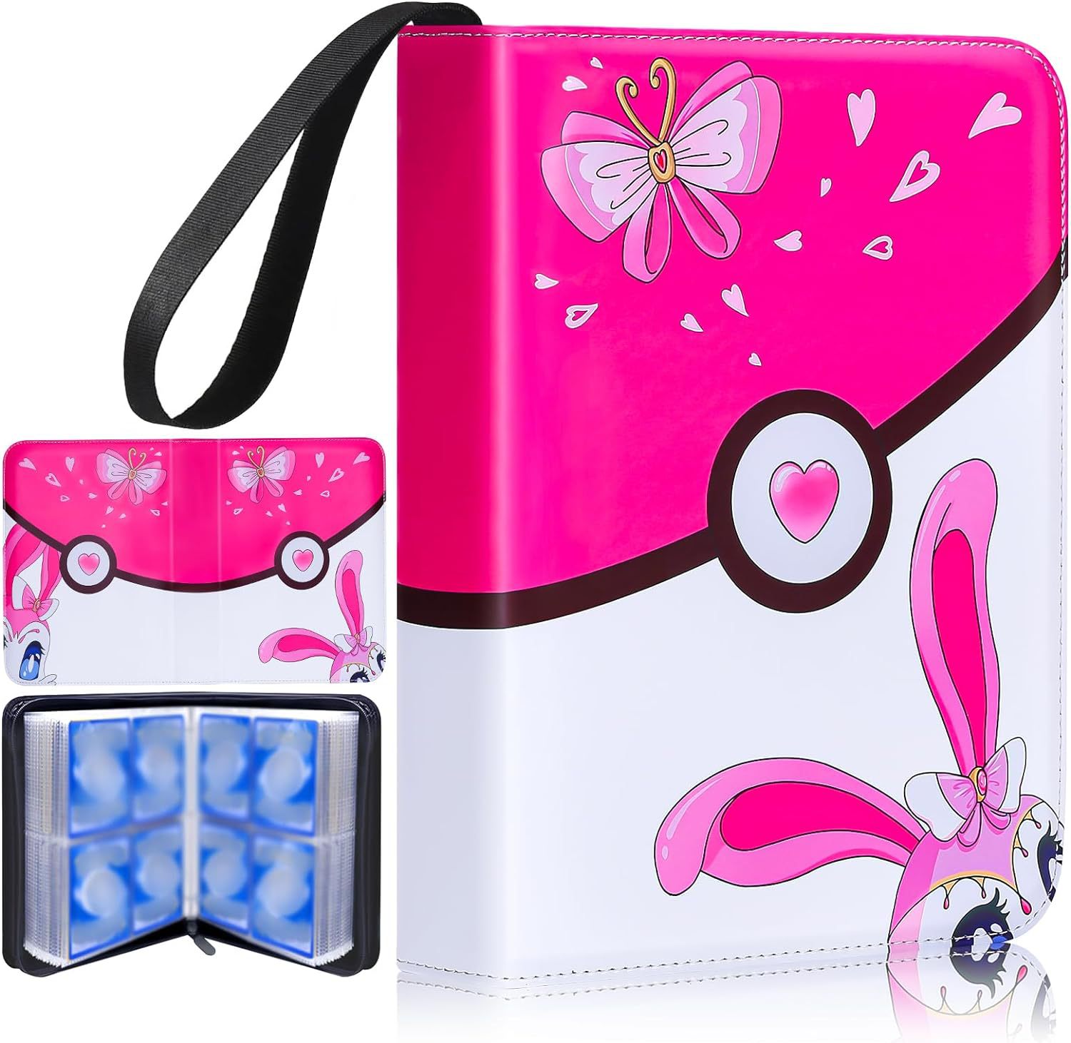 Amazon popular libro de tarjetas de bebé mágico 4 rejilla 9 rejilla libro de colección de tarjetas de cremallera PU de hojas sueltas Bao Ke Meng libro de tarjetas