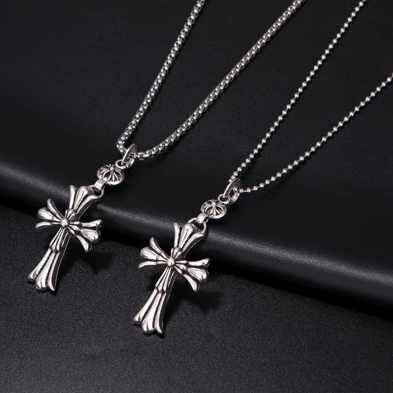 Titanium chain Pendant Retro Do the old Two cross personality Hip hop rapper street Accessories Necklace