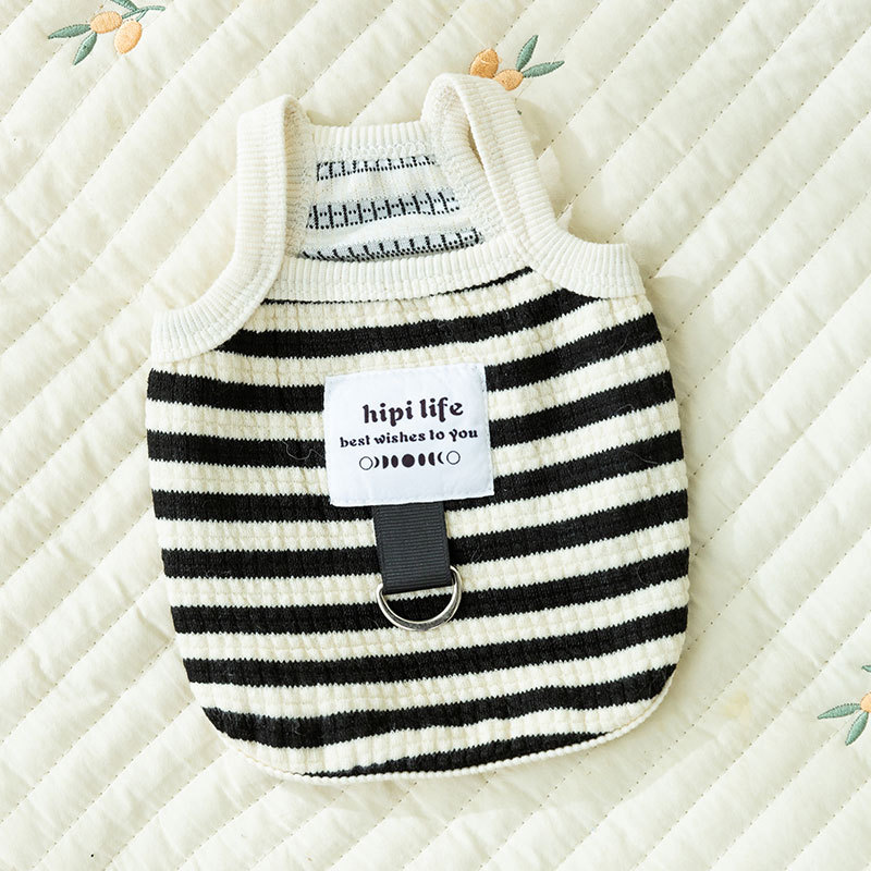 Gato Verano simple rayado tracción Sling perro verano Delgado estilo coreano carta mascota ropa de perro de dos patas