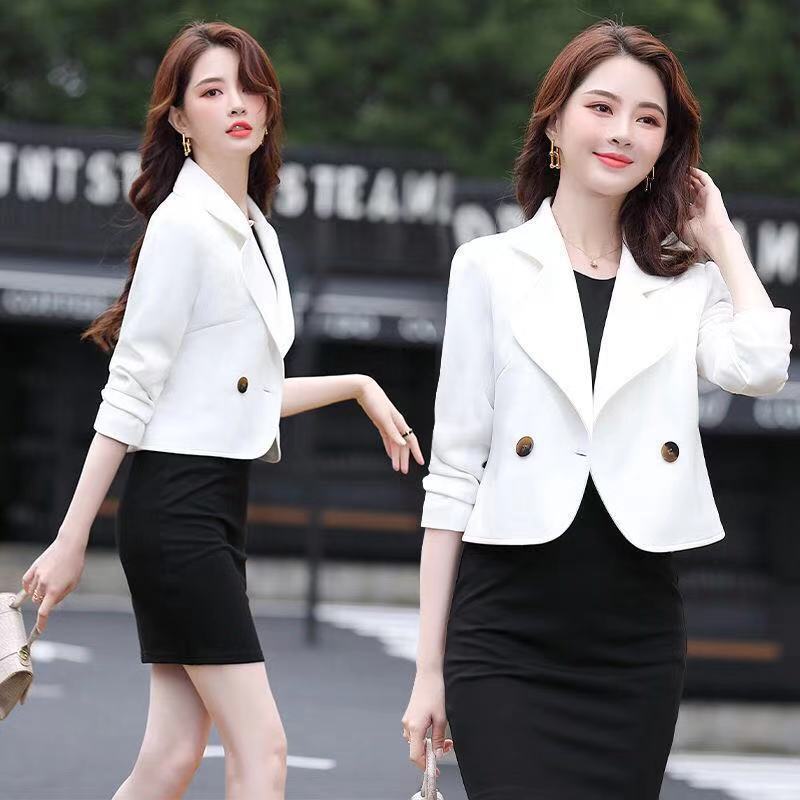 短款西装外套女洋气2025春春秋新款韩版百搭小个子显瘦毛呢上衣潮|undefined