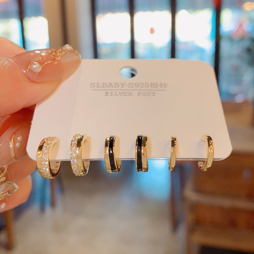 S925 Silver Needle Personal Style Fashion Three-Piece Earring Set for Women, Design-Savvy and Elegant, Versatile and Matchable Earring Combinations, Earrings and Accessories