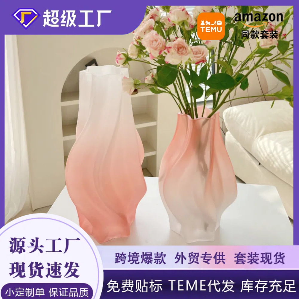 Estilo Europeo creativo florero de vidrio de alta calidad decoración ins estilo Hotel B & B artesanía flor seca florero