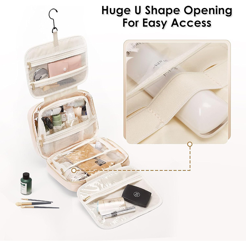 Amazon nueva bolsa de maquillaje de viaje de moda para mujeres bolsa de baño colgante bolsa de almacenamiento de maquillaje portátil