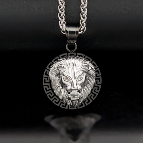 European and American cross-border new hip-hop Hiphop jewelry 316 stainless steel gold-plated hollow lion head pendant QF807