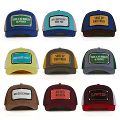 Retro American Embroidered Trucker Cap with Metal Letter Patch - Visor Sun Hat for Women