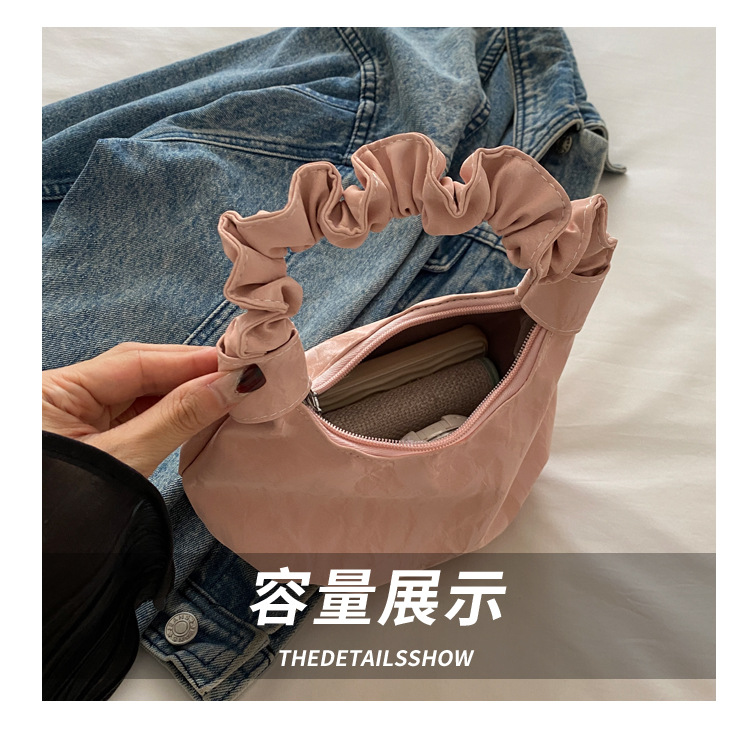2024 Autumn/Winter ins solid-color stylish handbag with underarm pleats, a gentle Korean-style single-shoulder bag for women undefined