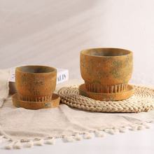 复古做旧工艺水泥花盆红砖色简约园艺摆件花盆多肉种植盆批发现货