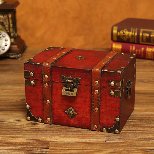 European retro wood band lock storage box home storage box wood box…