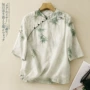 印花立领休闲复古衬衣