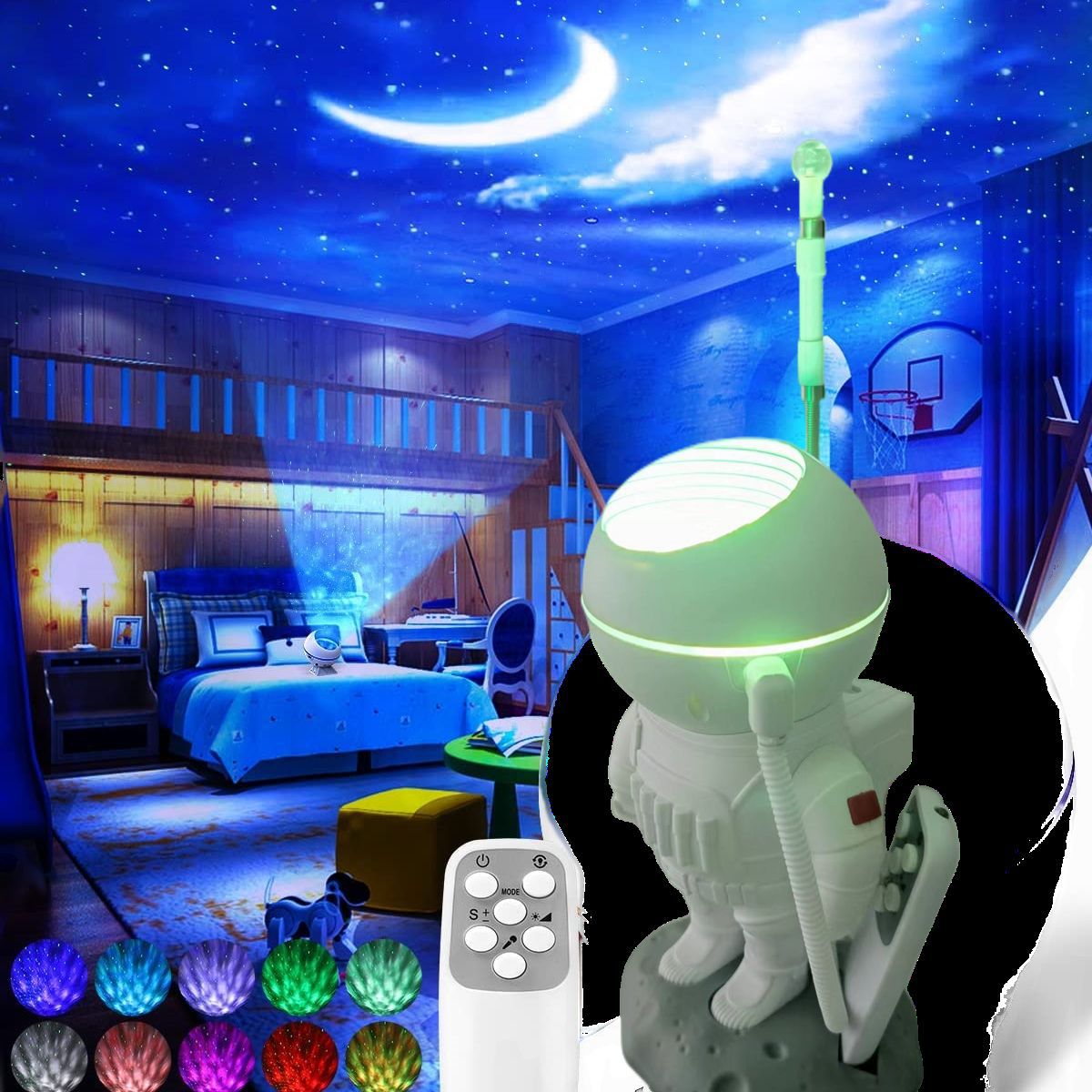 博浪太空人星空投影 激光氛围夜灯满天星宇航员星空usb台灯投影灯