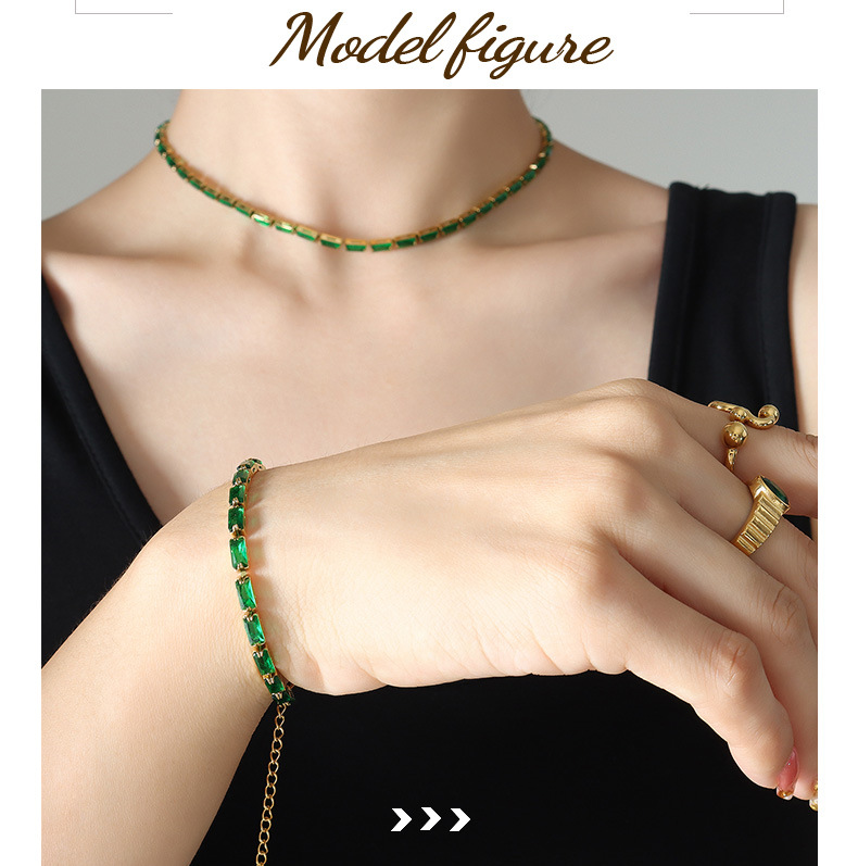 Fashion Geometric Titanium Steel Inlay Bracelets Necklace