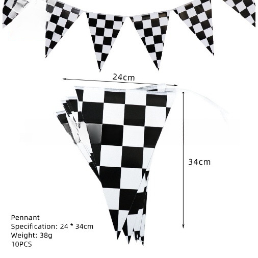 흑백 체크 무늬 페넌트*1pcs