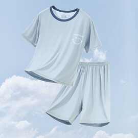 儿童莫代尔家居服套装夏季薄款空调服男女童睡衣宝宝家居服套装棉