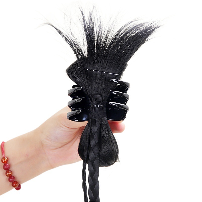 Trenza de pelo falso femenino y2g dulce fresco chica caliente bowknot pollo pluma agarre shuttlecock cabeza trenza de boxeo doble cola de caballo trenza de pelo falso