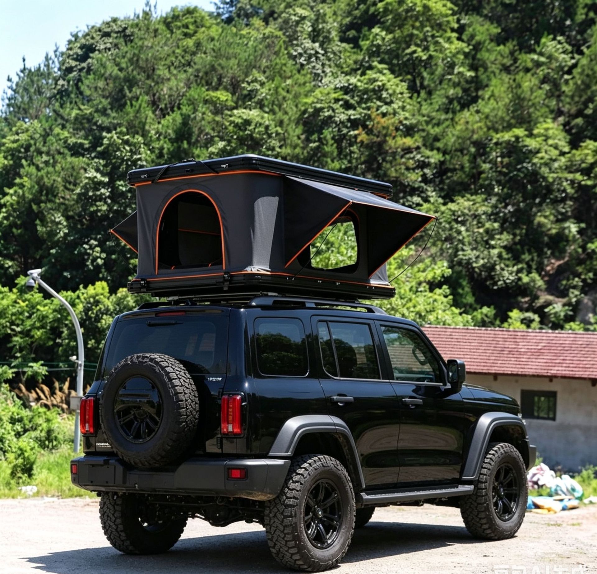 Roof Tent with Aluminum Shell, Triangular, Fully Automatic Hydraulic, for Suvs and Off-Road Vehicles, Outdoor Camping, Thickened Waterproof Tent