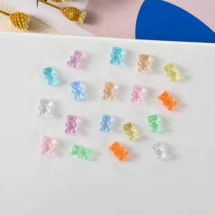 Bear Nail Art Accessories Summer Fresh Macaron Color Resin Accessories DIY Phone Case Hairpin Nail Accessories