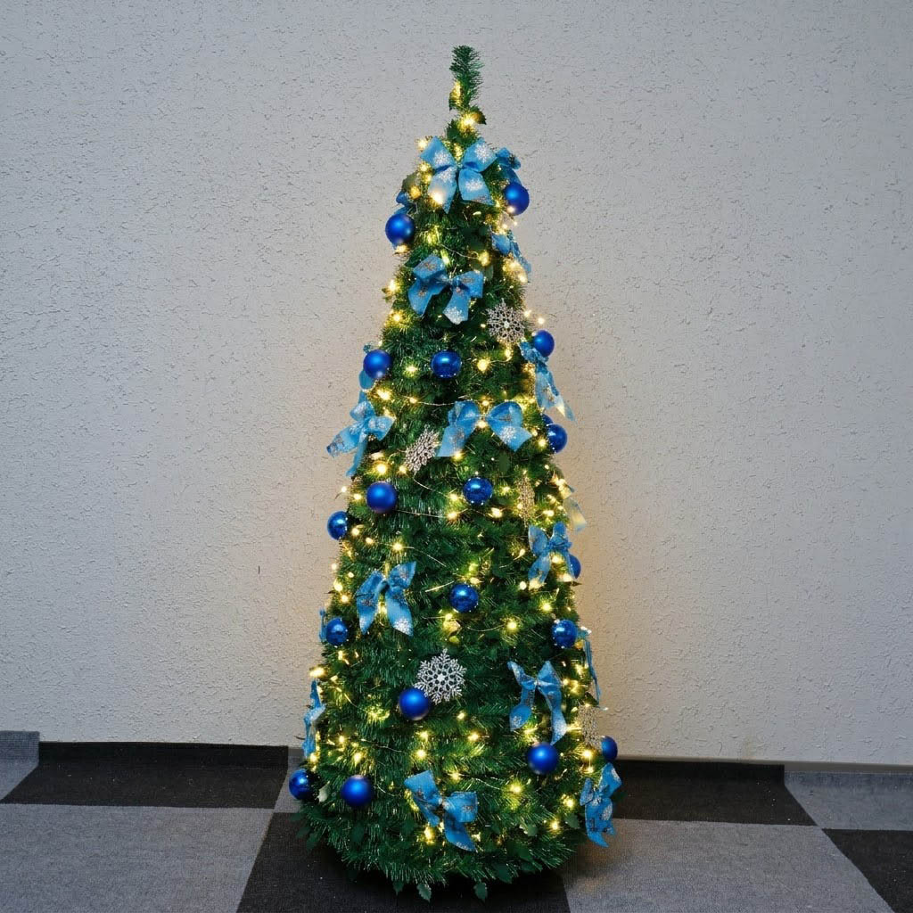 Árbol de Navidad retráctil plegable paquete doméstico decoración de Navidad árbol de torre de PVC 1.8m nuevo solo transfronterizo