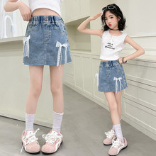 儿童牛仔短裤夏季女童破洞大中童女宝宝潮裤学生宽松牛仔裤小孩