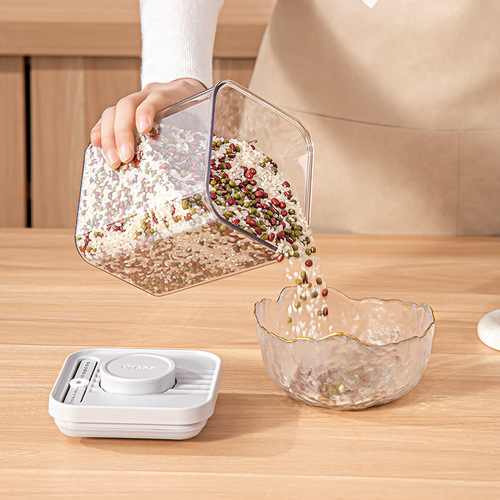 Square-Press-Seal Can, Food-Grade Tea Can, Whole Grain Freshness Box, Transparent Timing Snack Storage Jar, Whole Grain Container