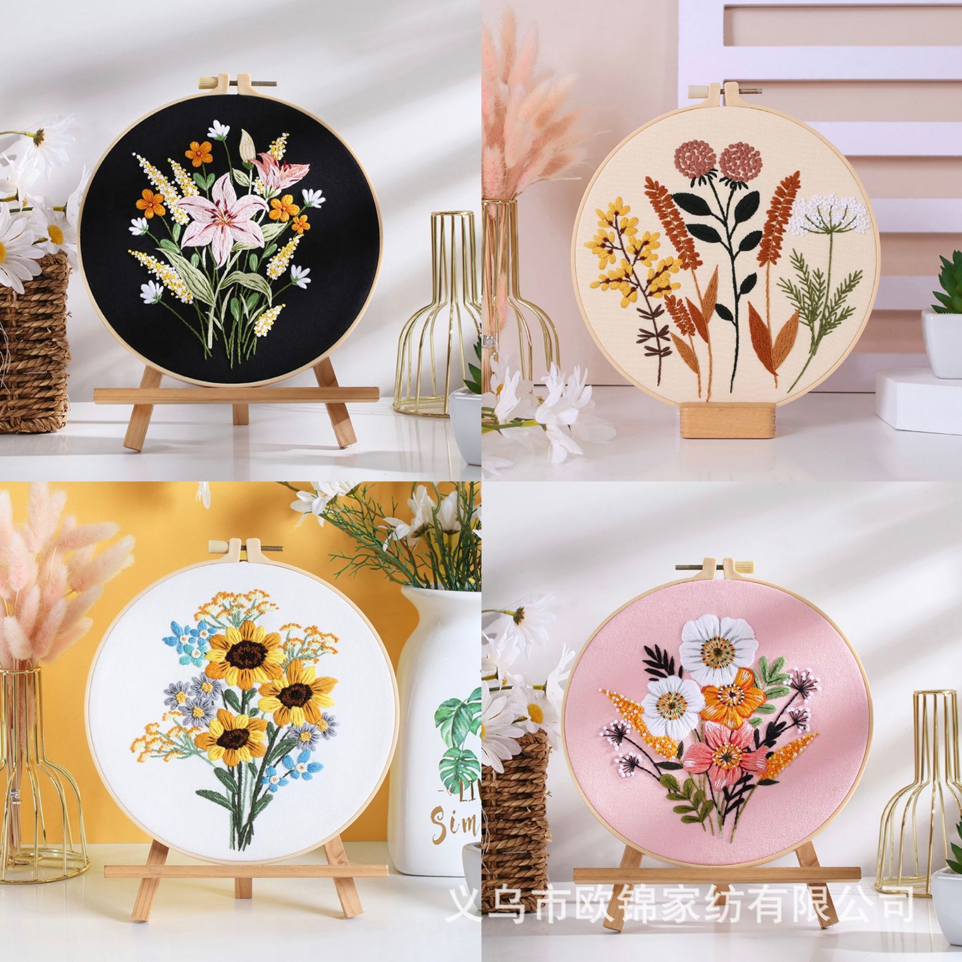 Nuevo paquete de material de bordado original DIY flores de palma cactus flores letras inspiradoras transfronterizas en inglés