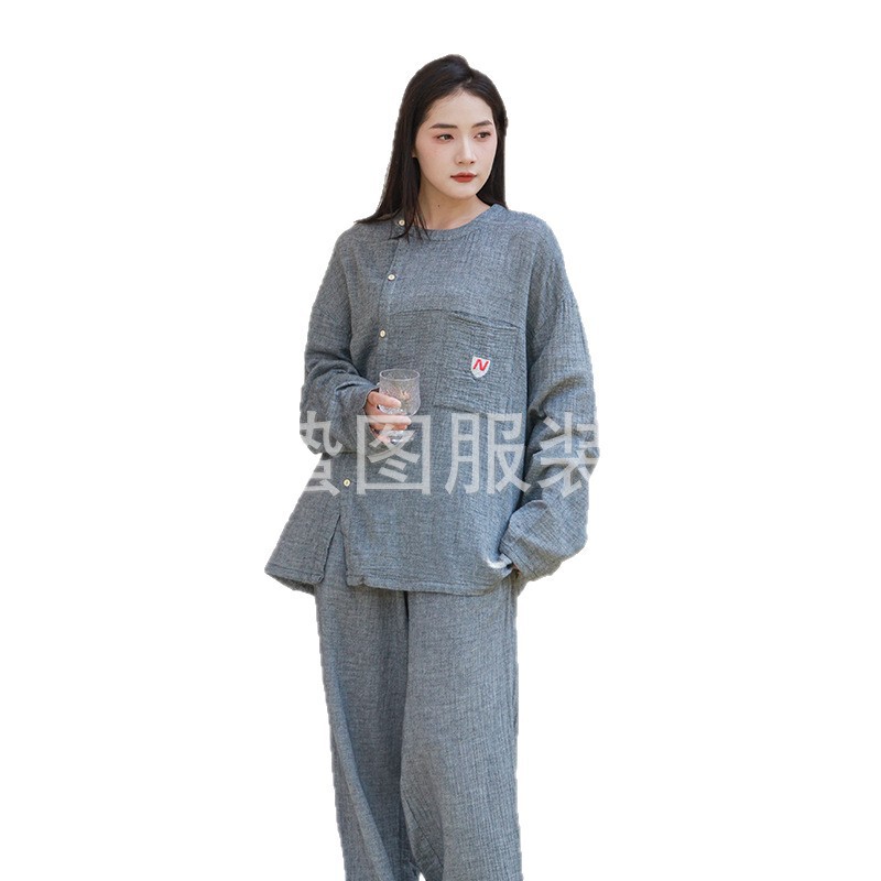 夏の新しい綿麻パジャマ男女外出部屋服夏の清涼服スカート夏のパジャマ通気吸汗|undefined