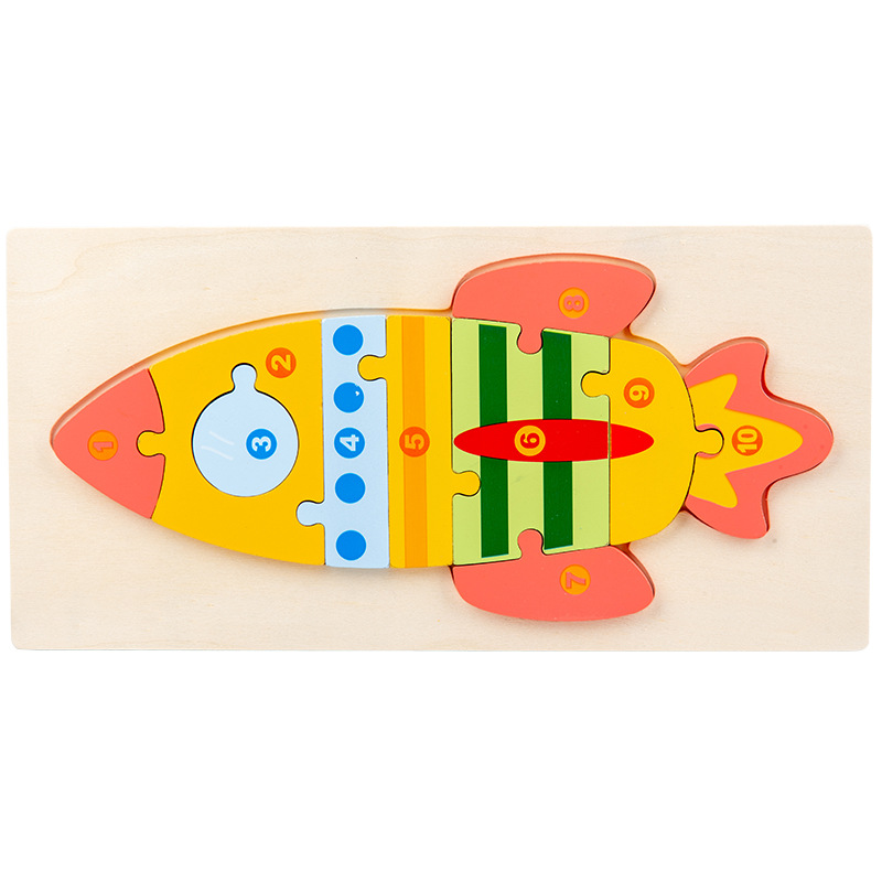 Rompecabezas tridimensional de madera 3D bloques de construcción rompecabezas de dinosaurio de juguete educación temprana animal piezas grandes de herramientas de transporte niños cognitivos