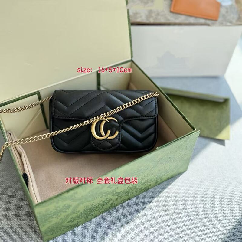 Fashion Shoulder Bag Marmont Genuine Leather Crossbody Bag Heart Chain Small Square Bag Work Clothing Hot-Selling Women's Bag High-End