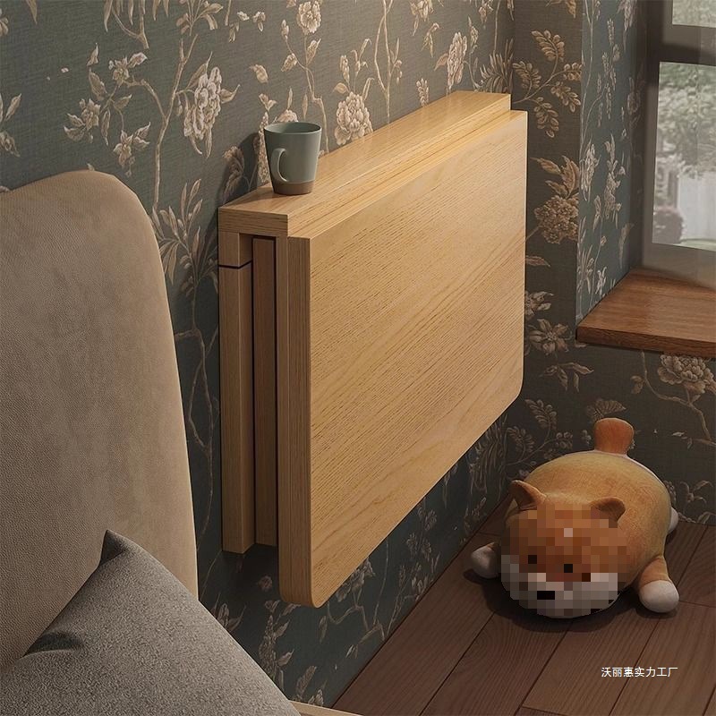Mesa plegable en pared de madera sólida, mesa de computadora colgada en pared, mesa de escritorio, mesa de comedor colgada en pared, dormitorio cama contra la pared