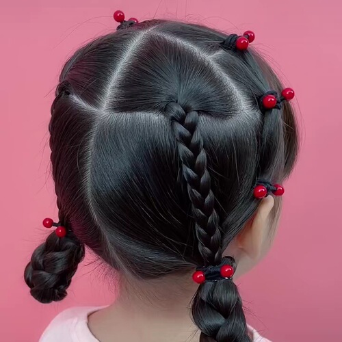 Children's headband female rubber band hair little girl small hair band big red bean high elastic and durable girls hair band