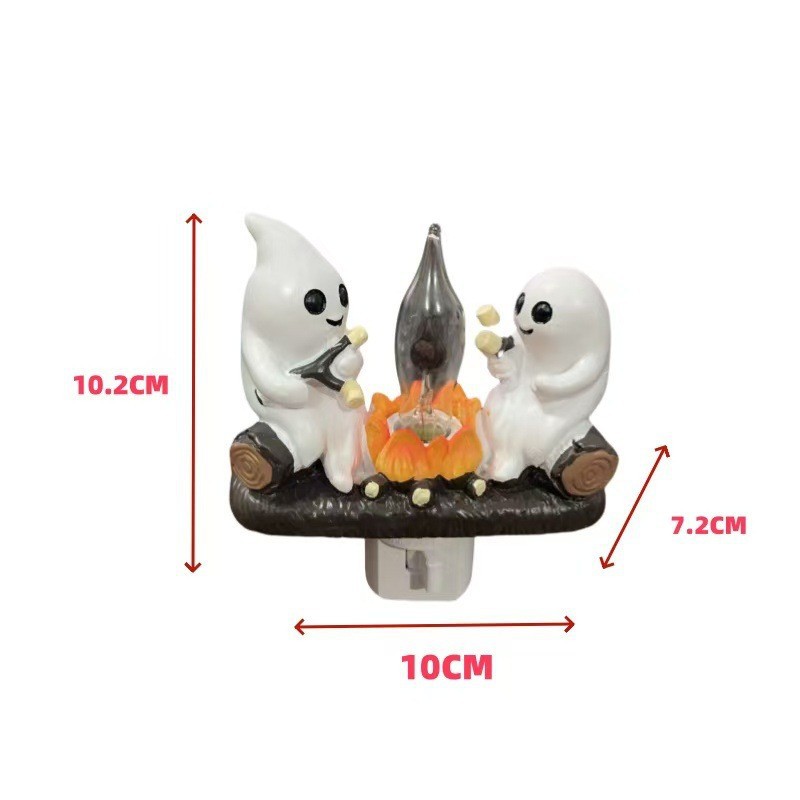  New Ghost Bonfire Party Night Light Resin Crafts Halloween Festive Atmosphere Decoration Ornaments