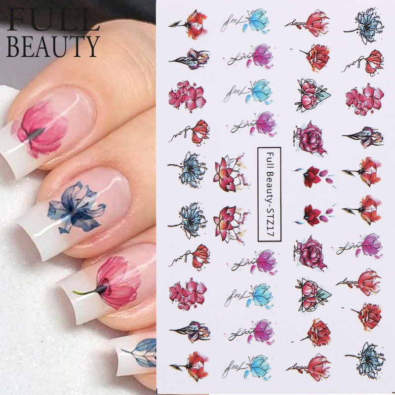Cross-border new nail stickers ins spring flowers and plants series plant rose watermark nail stickers wholesale nail Cross-border new nail stickers ins spring flowers and plants series plant rose watermark nail stickers wholesale nail
